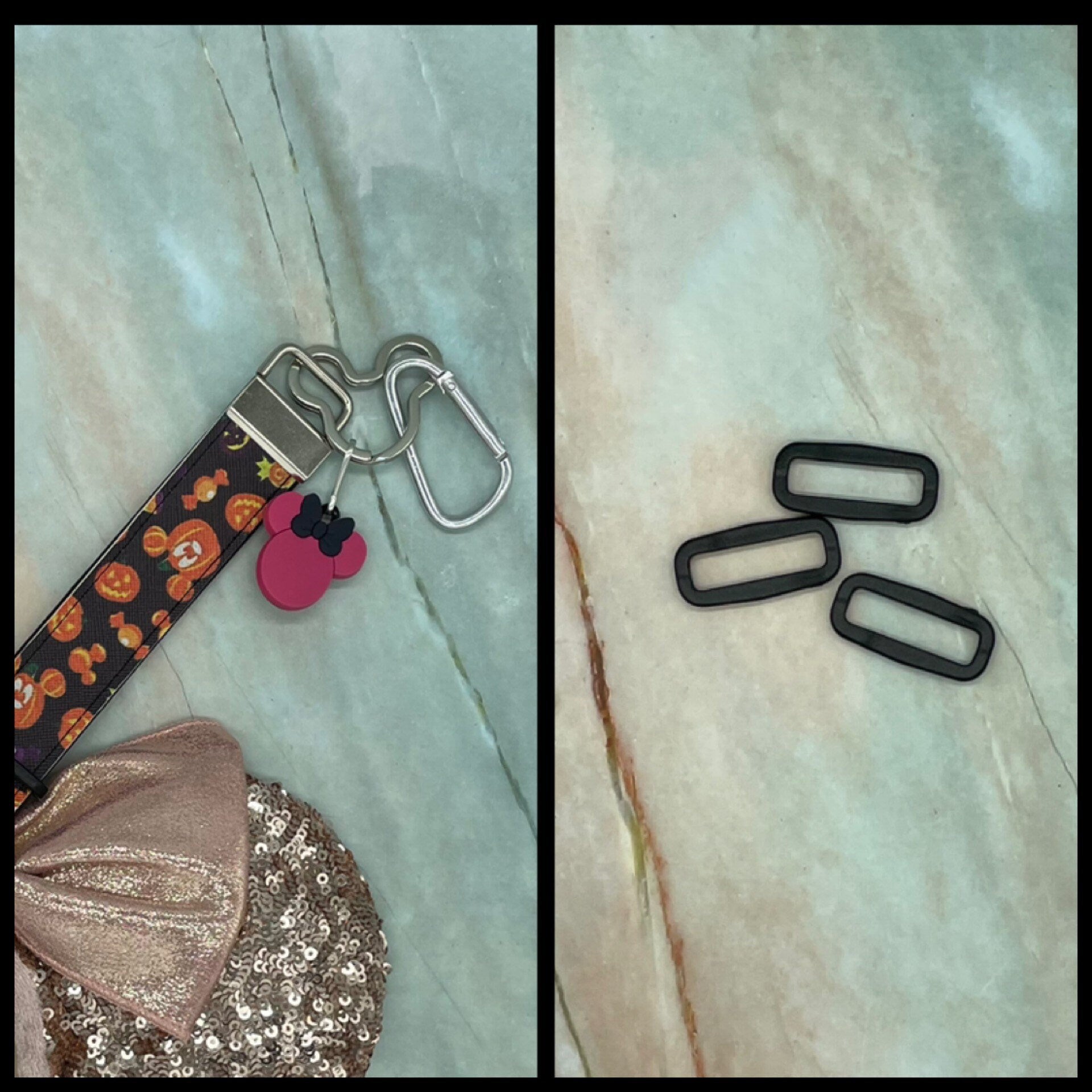 Mickey Mouse Halloween Pumpkin Faux Leather Mickey Ear Holder Wristlet Mouse Ear Accessories