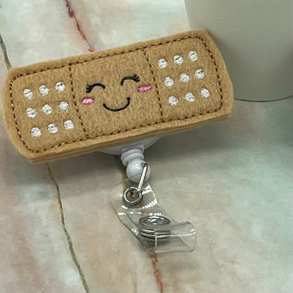 Band Aid Badge Reel, Smile Band Aid Feltie, Kawaii Smile