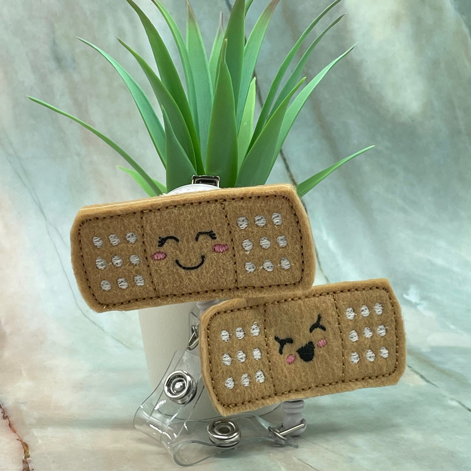 Band Aid Badge Reel, Smile Band Aid Feltie, Kawaii Smile