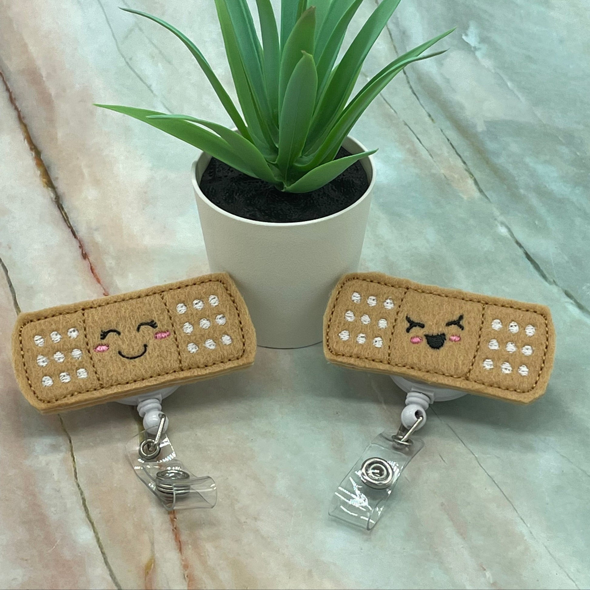 Band Aid Badge Reel, Smile Band Aid Feltie, Kawaii Smile