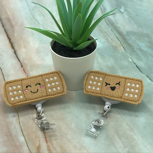 Band Aid Badge Reel, Smile Band Aid Feltie, Kawaii Smile