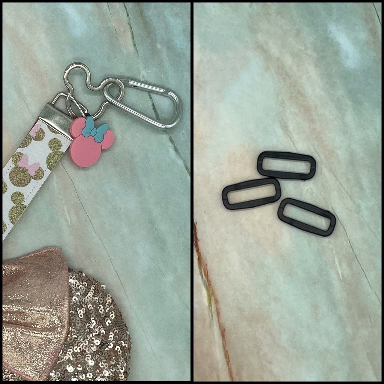 Minnie Mouse Faux Leather Gold Mickey Ear Holder Wristlet Mouse Ear Accessories