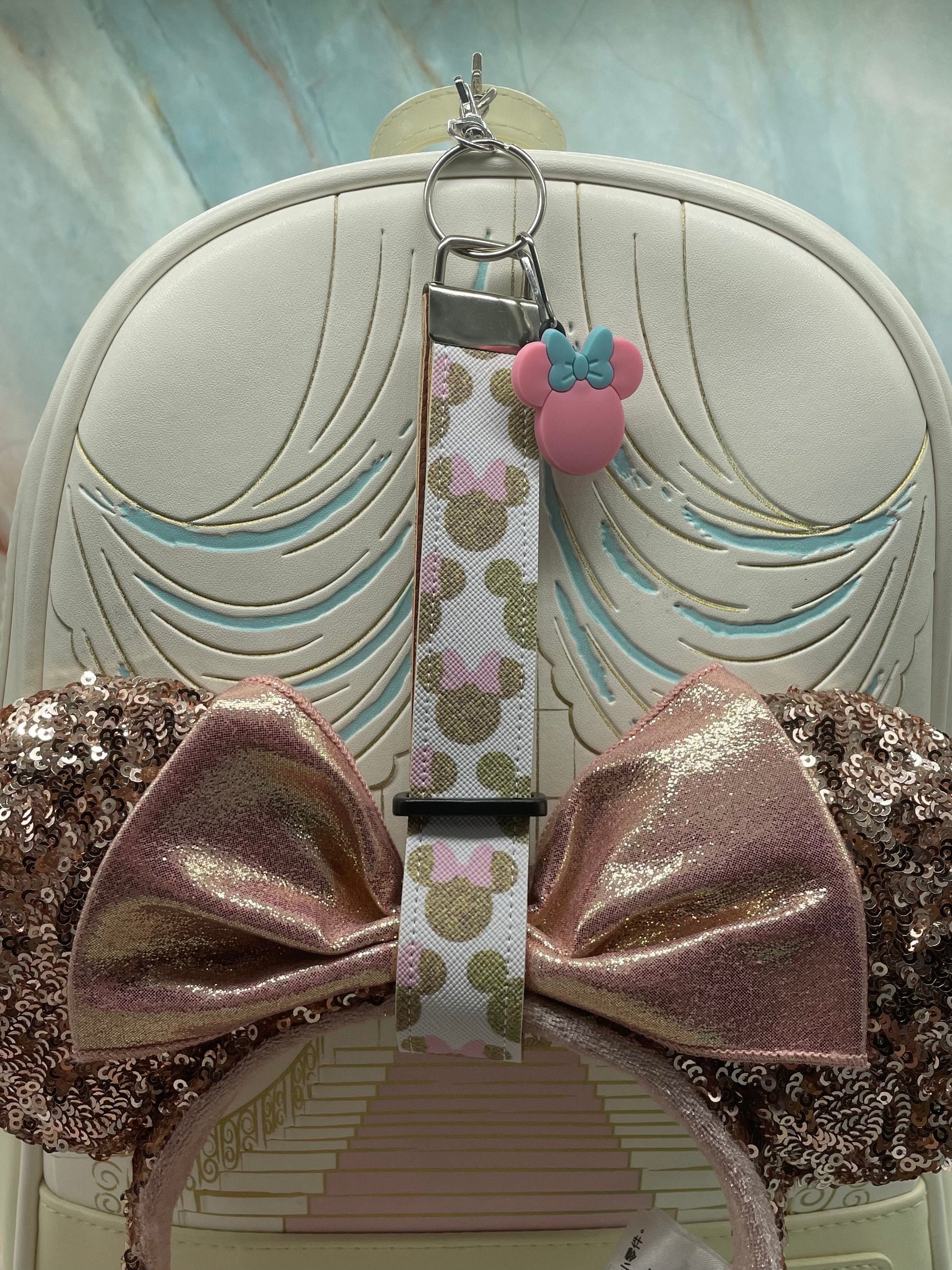 Minnie Mouse Faux Leather Gold Mickey Ear Holder Wristlet Mouse Ear Accessories