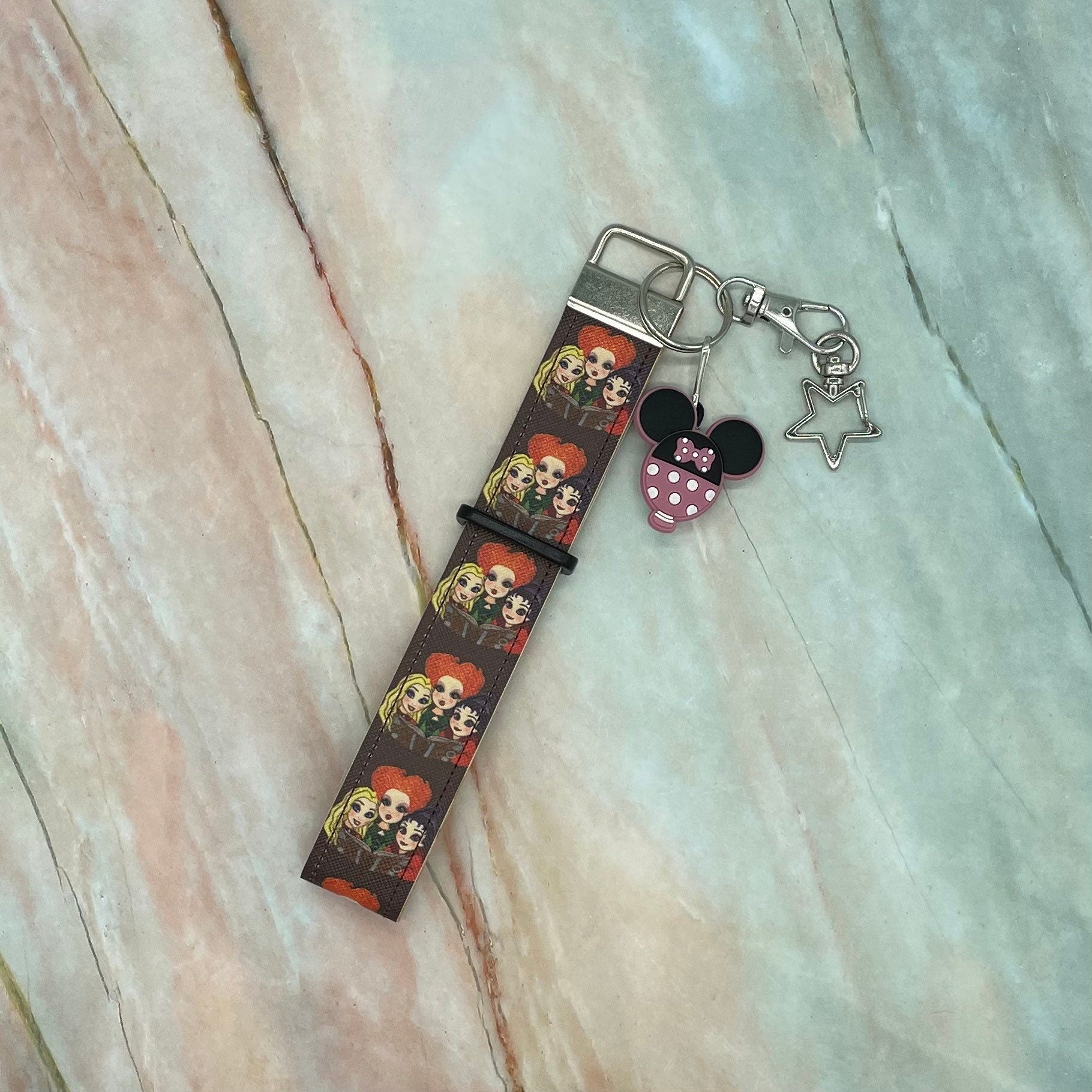 Hocus Pocus Sanderson Sisters Faux Leather Mickey Ear Holder Wristlet Mouse Ear Accessories