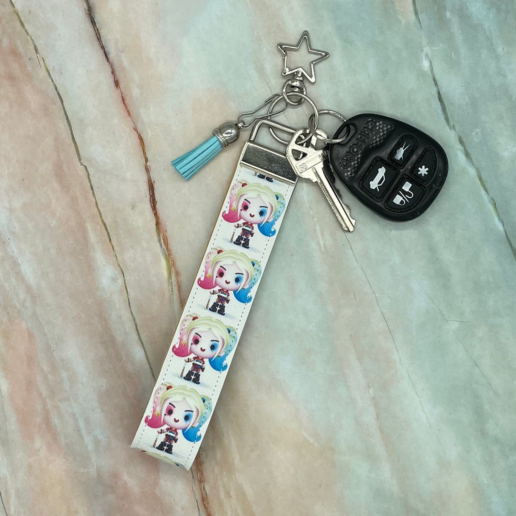 Harley Quinn Faux Leather Key Chain Wristlet Accessories