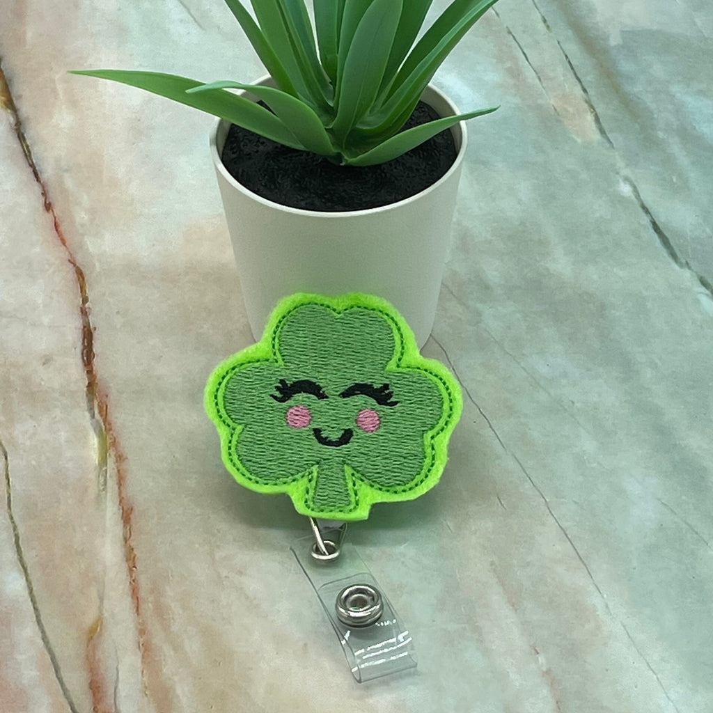 St Patrick's Day Badge Reel, Shamrock Badge Reel, Feltie Cute Clover