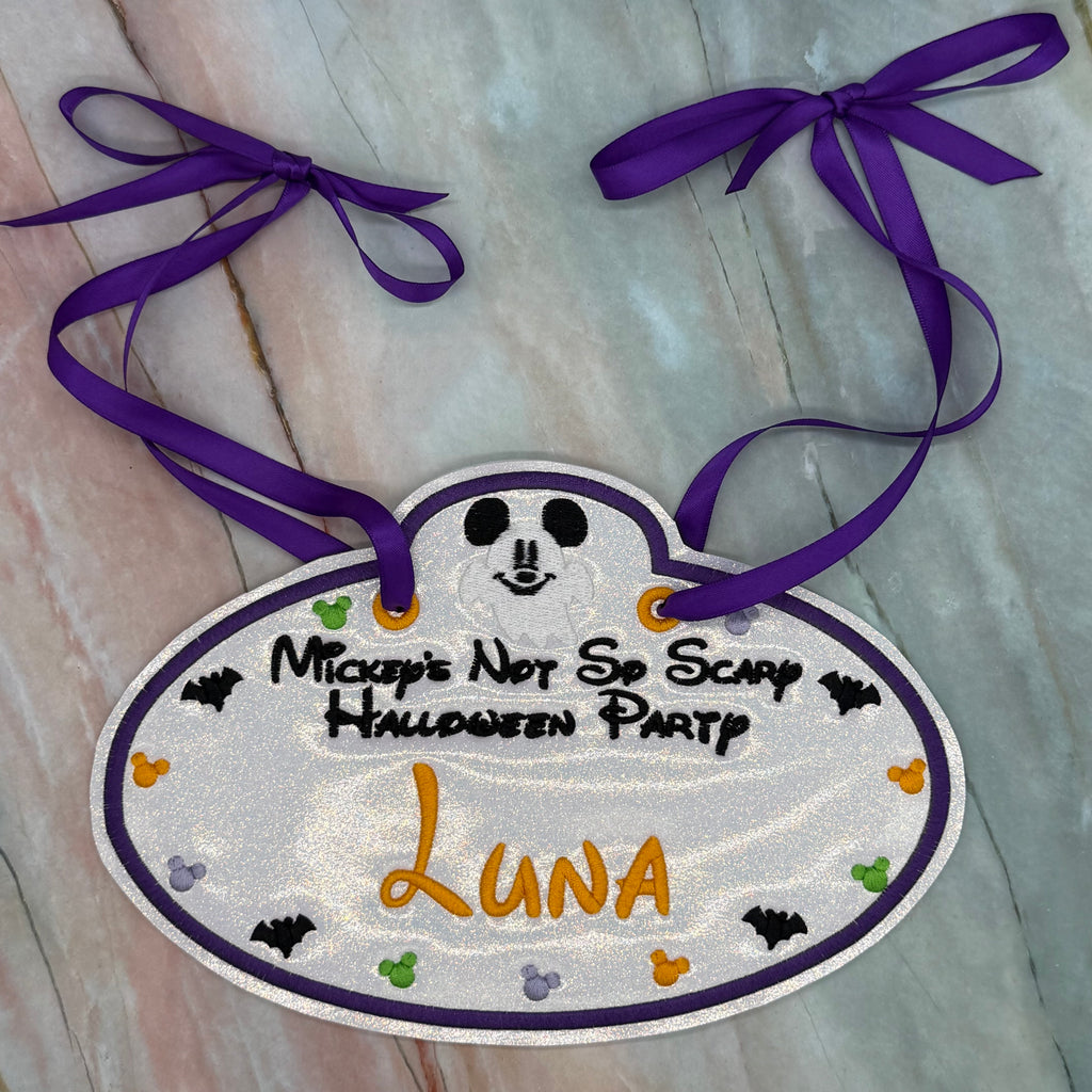 Mickey’s Not So Scary Halloween Inspired Personalized Embroidered Stroller, Wheel Chair, Scooter Name Tag