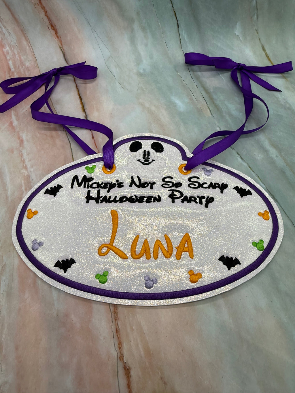 Mickey’s Not So Scary Halloween Inspired Personalized Embroidered Stroller, Wheel Chair, Scooter Name Tag